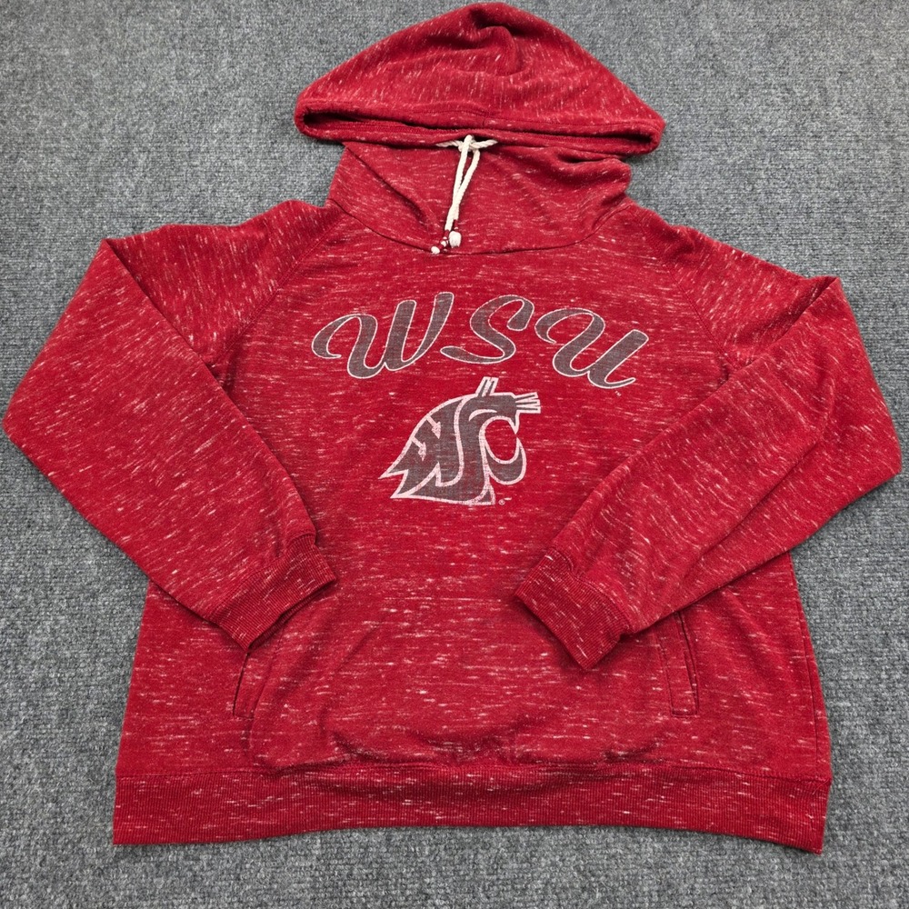 WSU Cougars Stadium Athletics Red Heathered Hoodie Sweatshirt Women's Size L